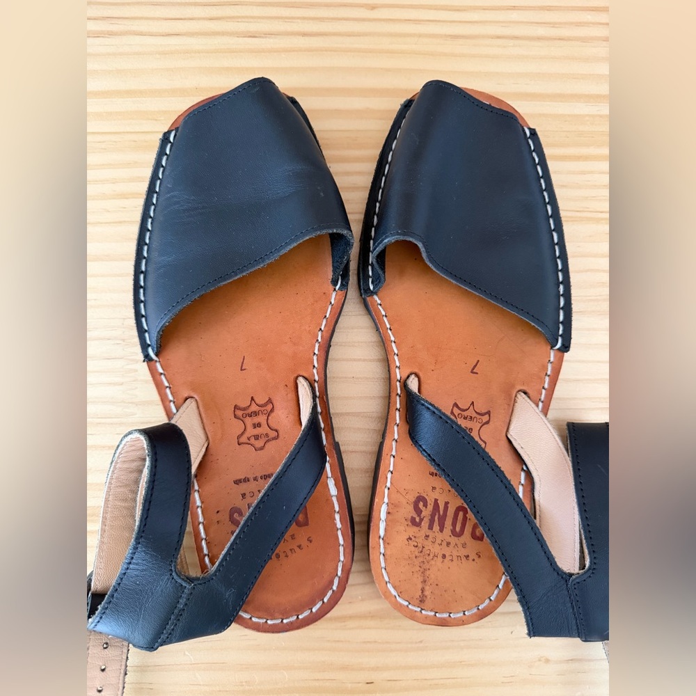 Black Leather Sandals by Pons